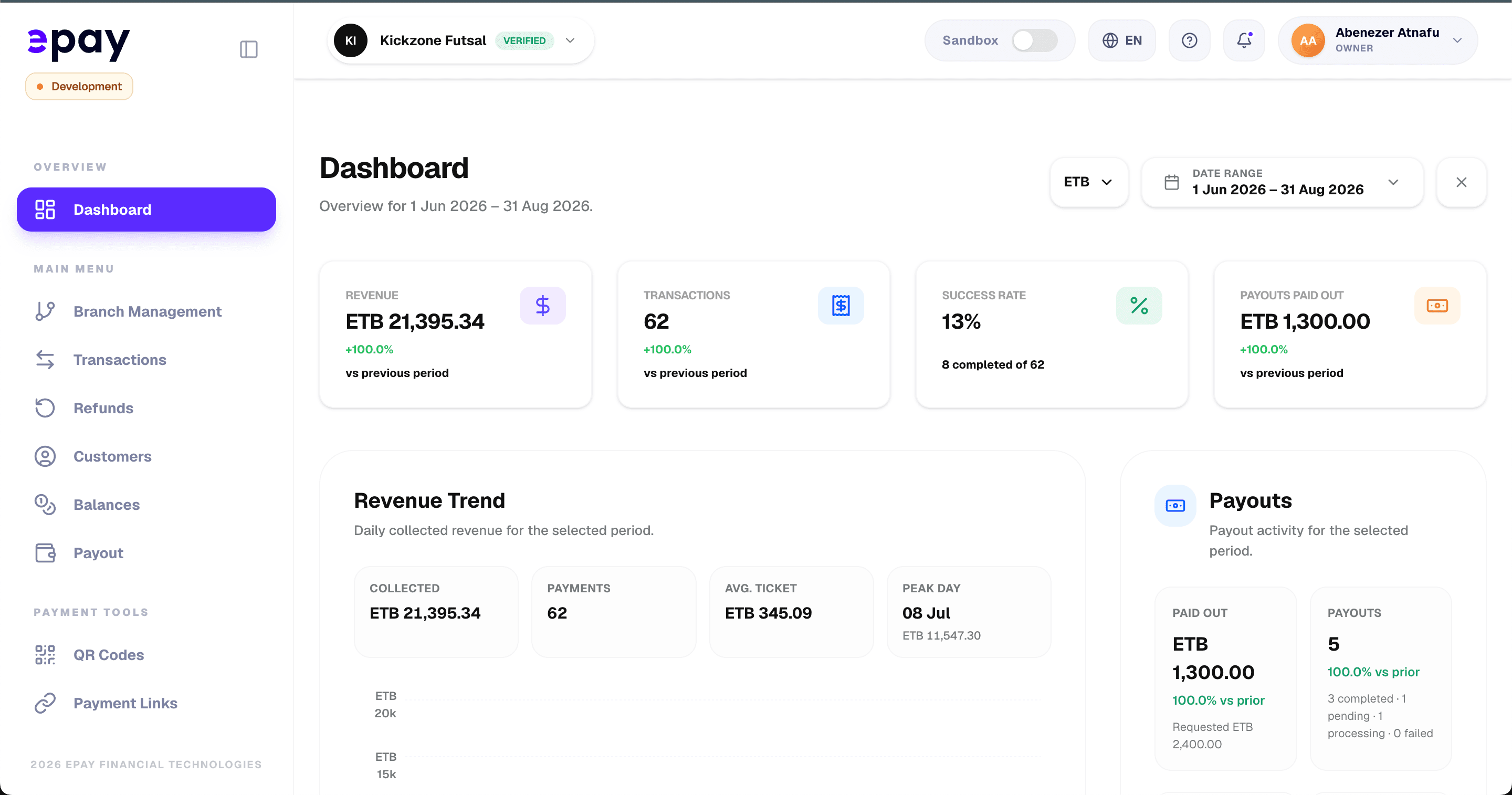ePay Dashboard